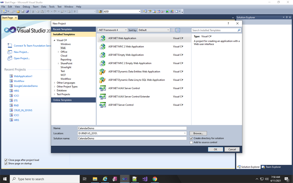Javascript Calendar using AngularJS in ASP.NET